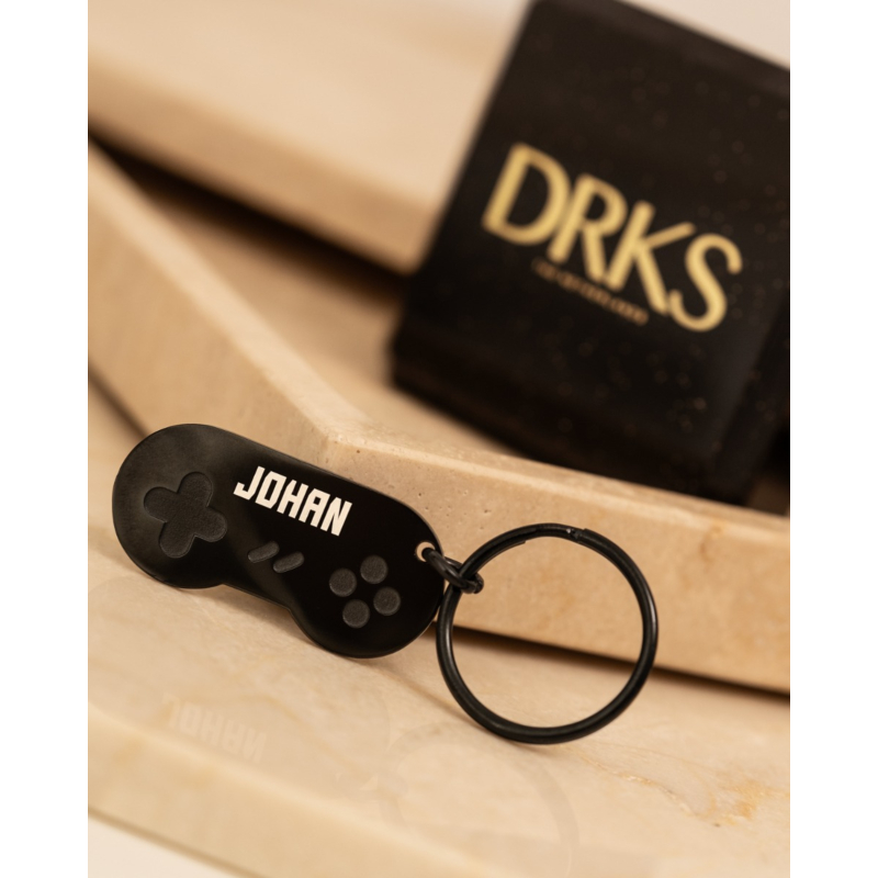 Gamer Sleutelhanger met naam zwart