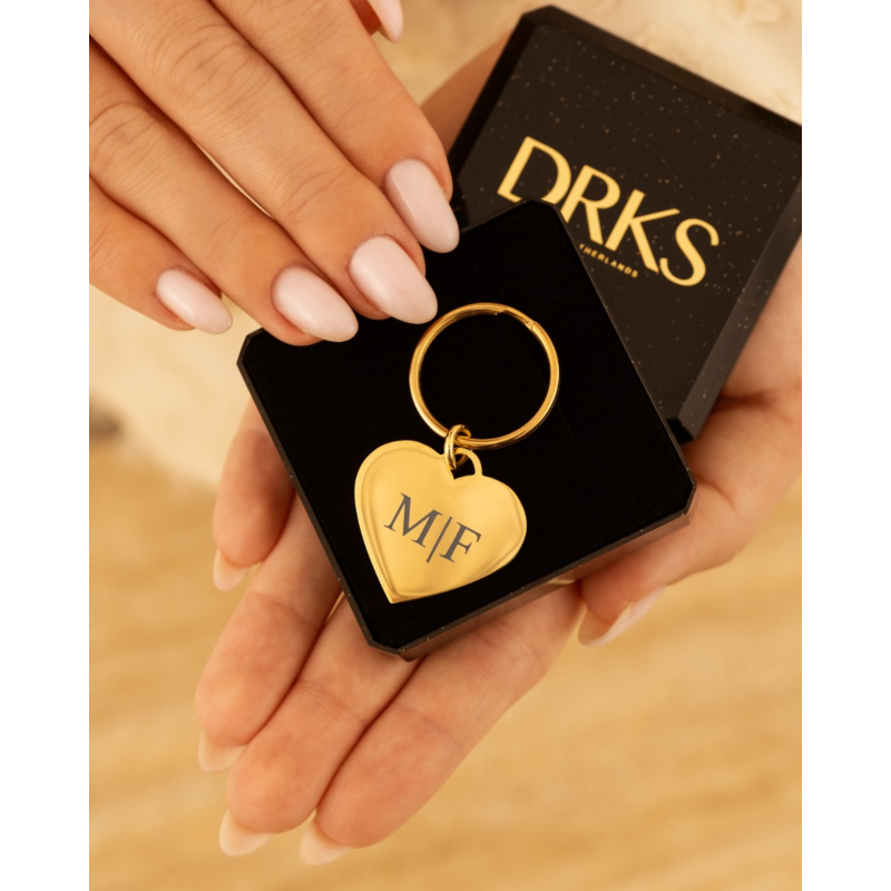 Sleutelhanger Graveerbaar Hartje Goud Kleurig