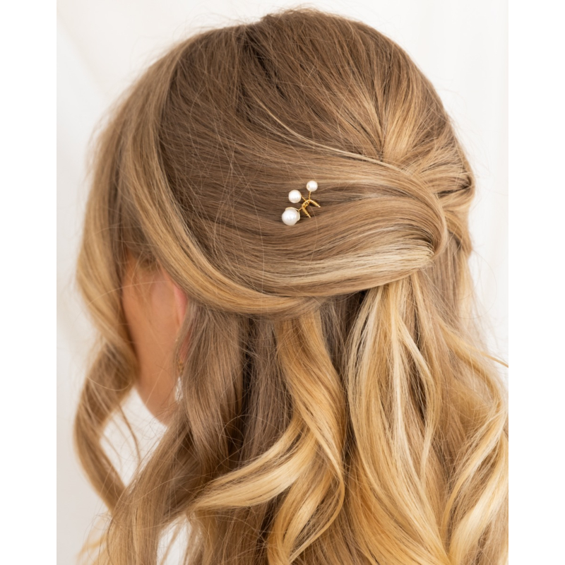 Lovely pearls haarpin small goudkleurig