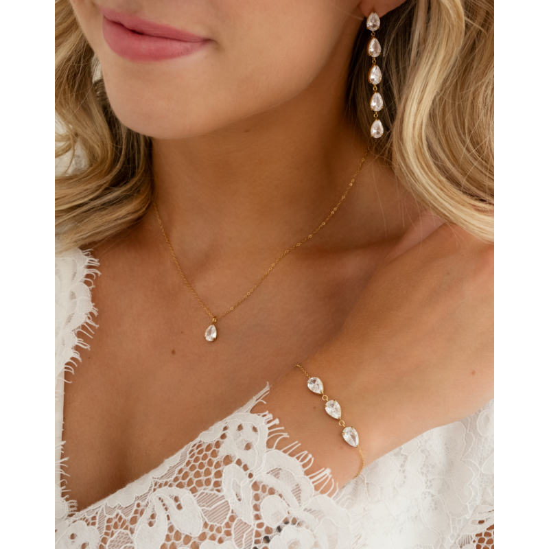Bruidssieraden set met druppels goudkleurig