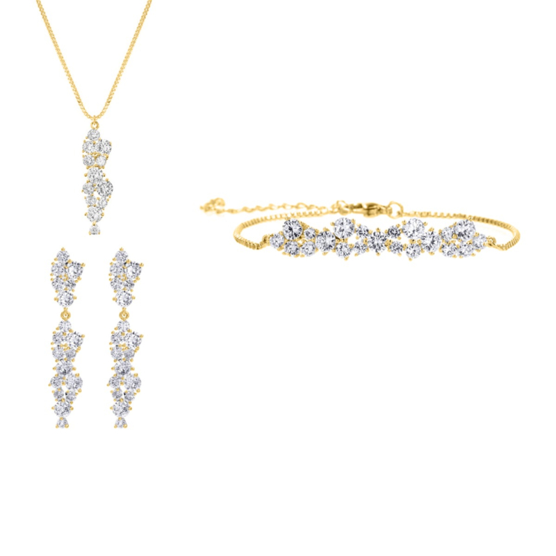 Sieradenset bruid sparkle goudkleurig
