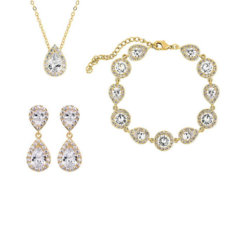Prachtige sieradenset met oorbellen, ketting en armband