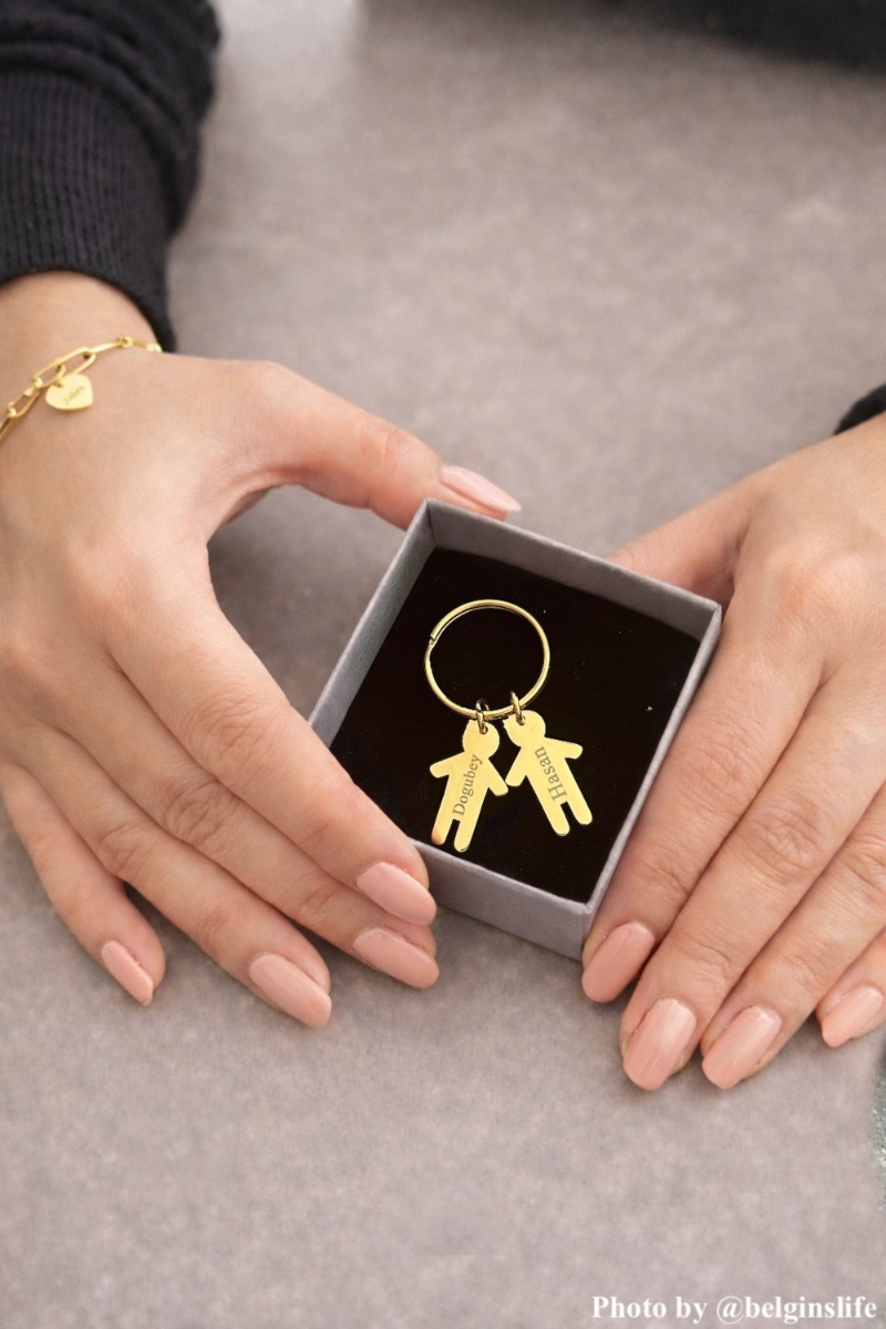 Graveerbare gouden sleutelhanger kinderen