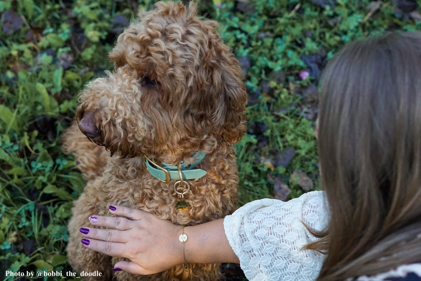Influencer met hond met sieraden