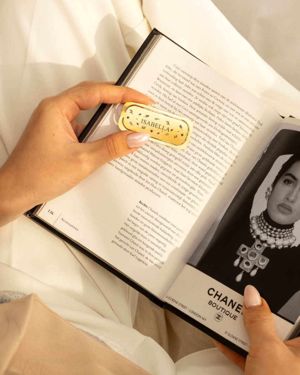 Gouden boekenlegger met naam