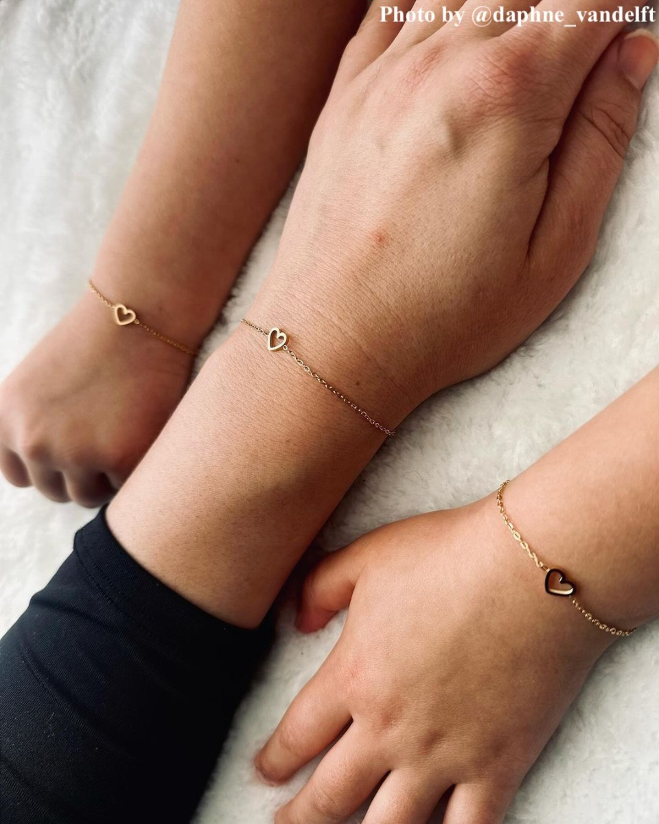 Moeder & dochter armband minimal heart goudkleurig