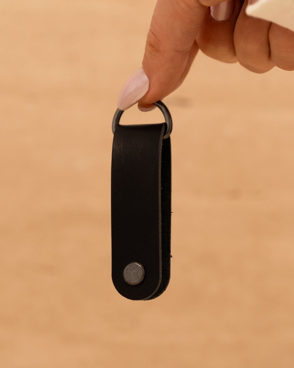 Zwarte leren sleutelhanger