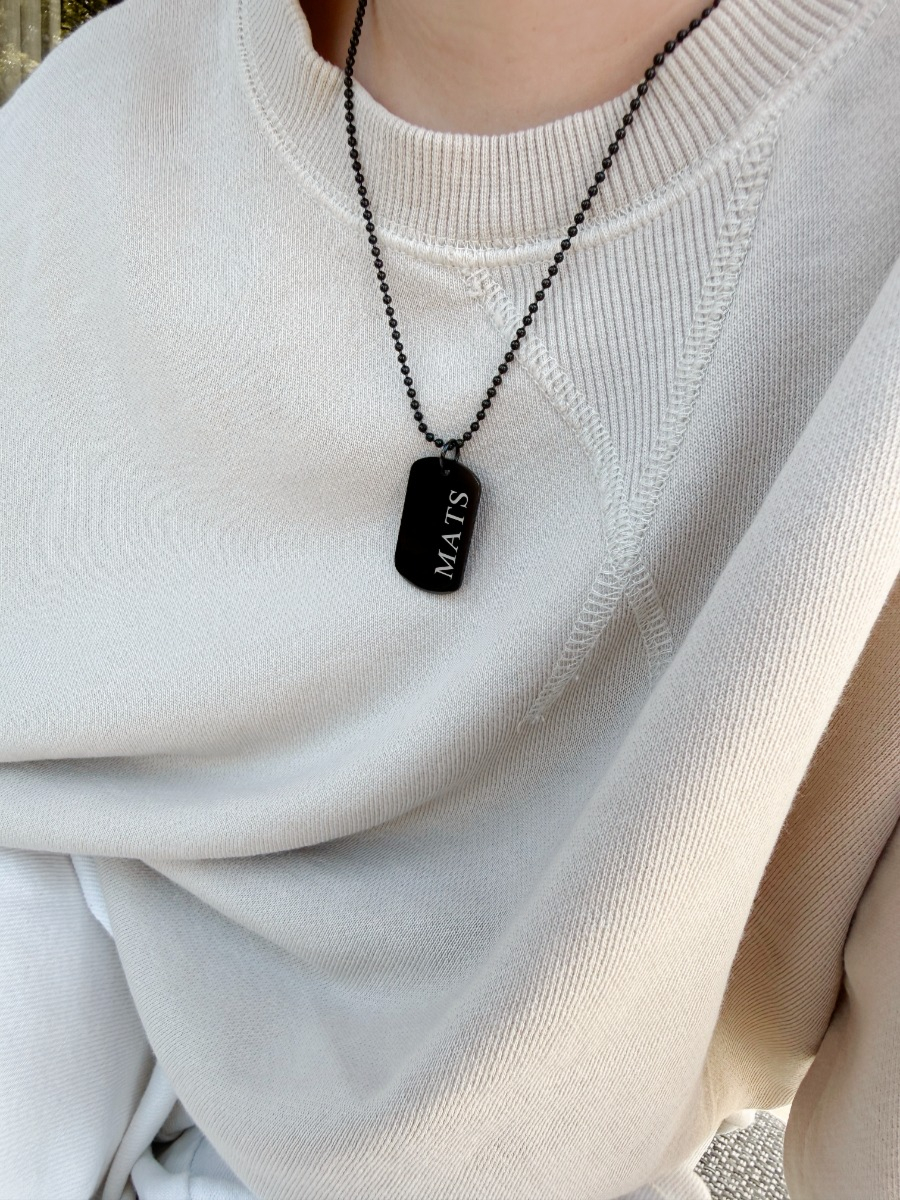 Graveerbare dog tag ketting kids zwart