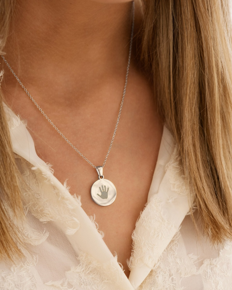 Ketting met handfadruk zilver