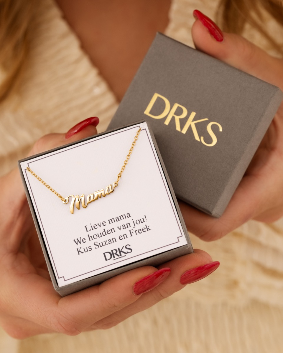 Gouden mama ketting in sieradendoosje met tekst