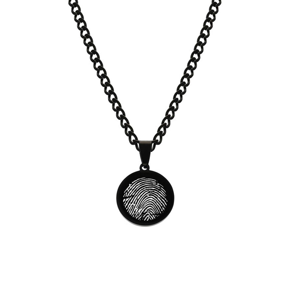 Zwarte ketting met vingerafdruk voor mannen
