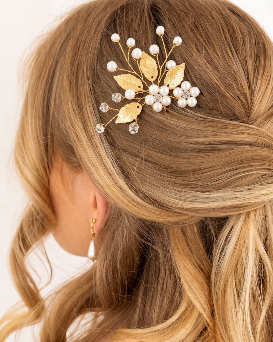 Gouden haarpin met parels