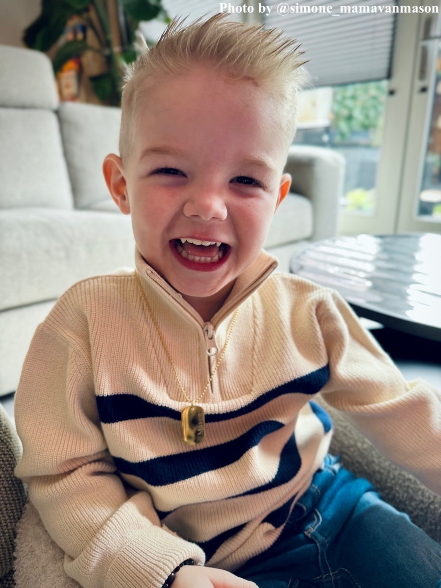 Graveerbare dog tag ketting kids goudkleurig