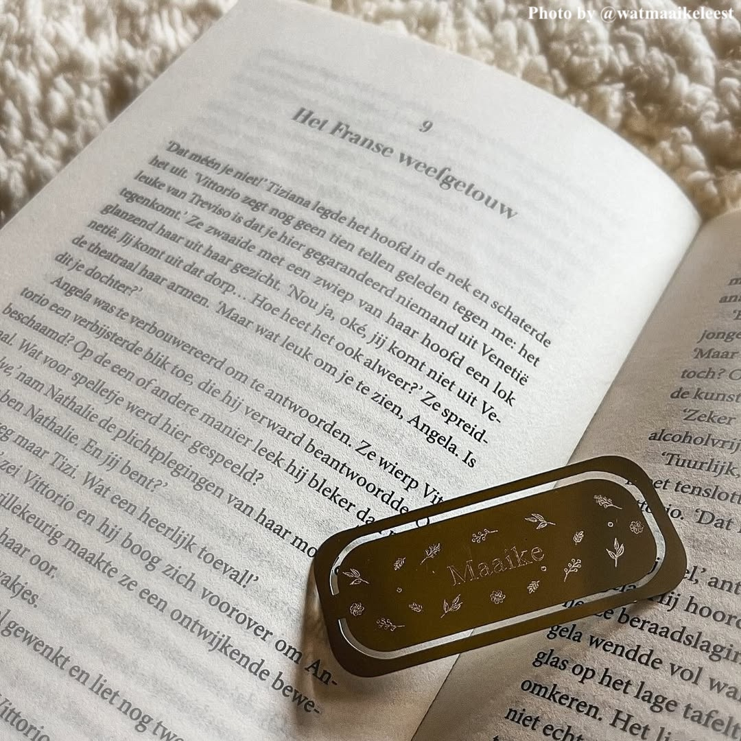 Gepersonaliseerde boekenlegger goudkleurig