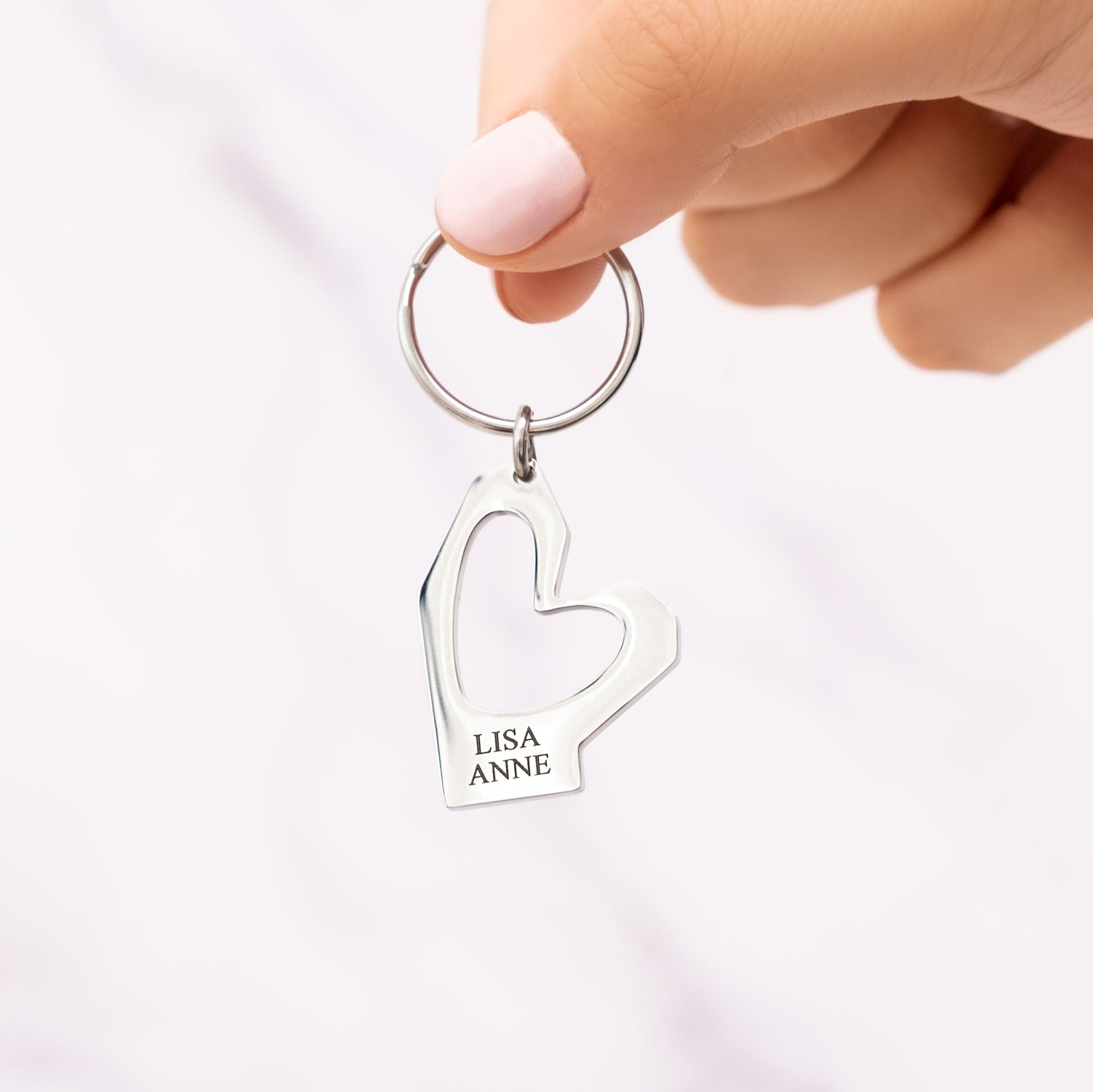 Zilveren sleutelhanger met gravering