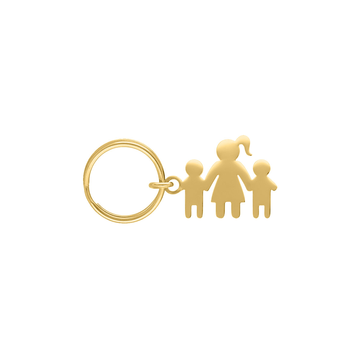 Sleutelhanger moeder en twee kinderen goudkleurig