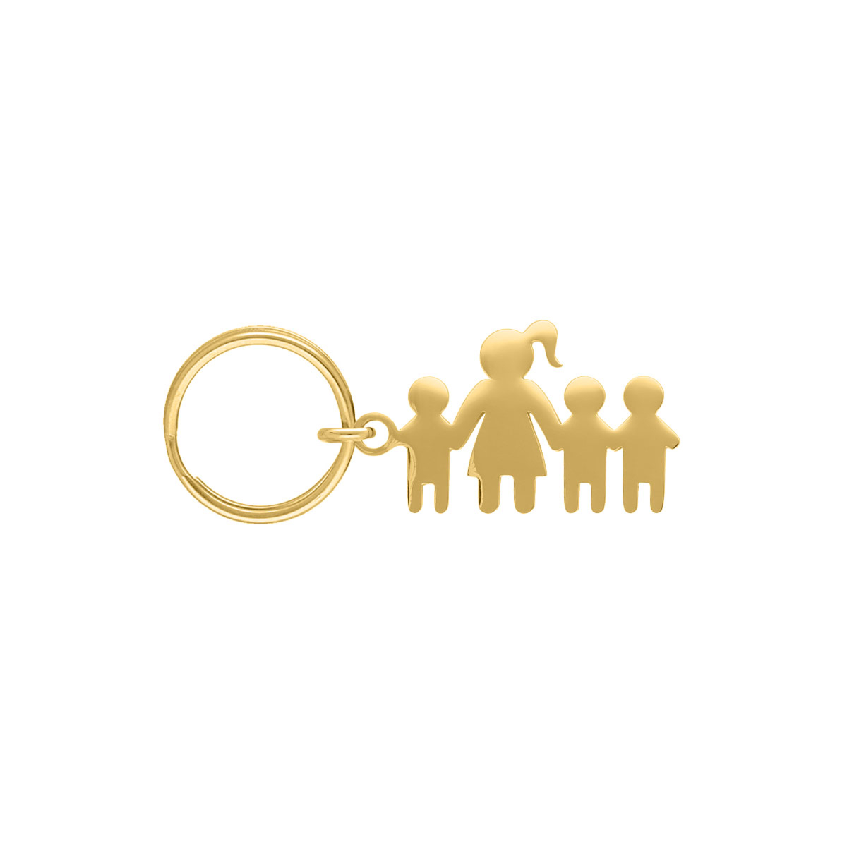 Sleutelhanger moeder en drie kinderen goudkleurig