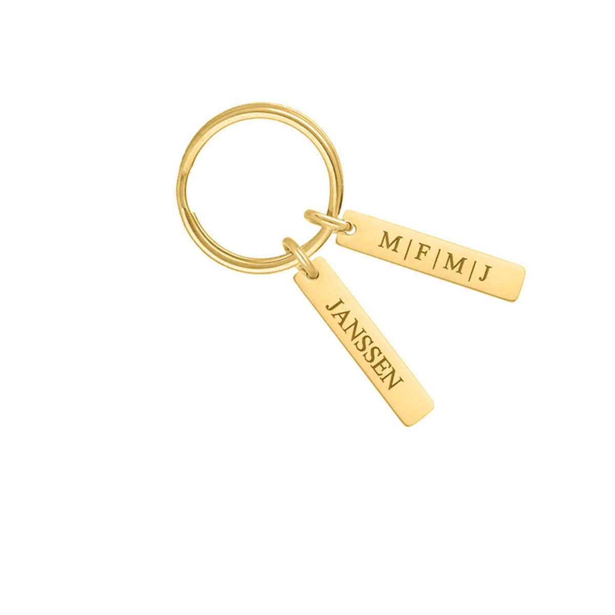 Bar sleutelhanger met gravering goud
