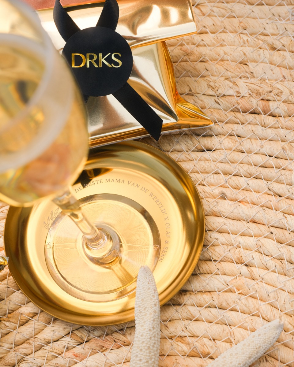 Gouden schaaltje rond met tekstje
