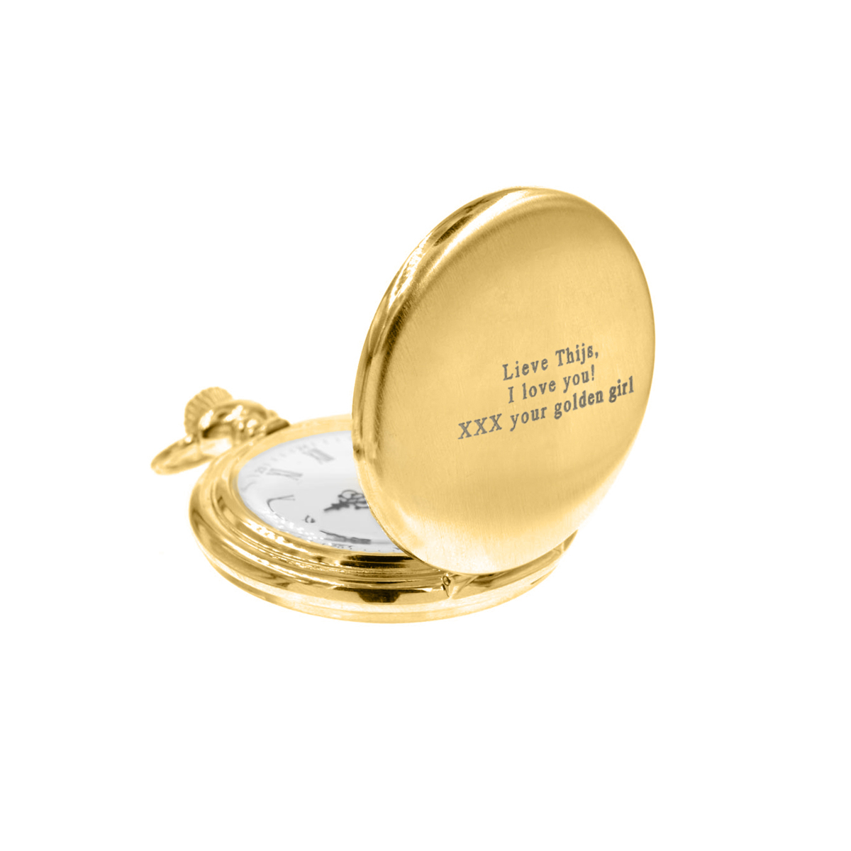 Graveerbaar zakhorloge goudkleurig