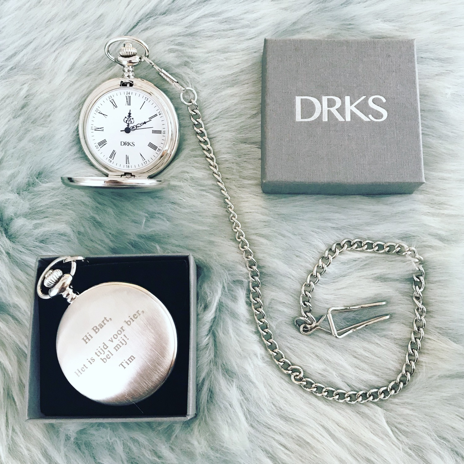 Pocket watch voor en achterkant graveerbaar