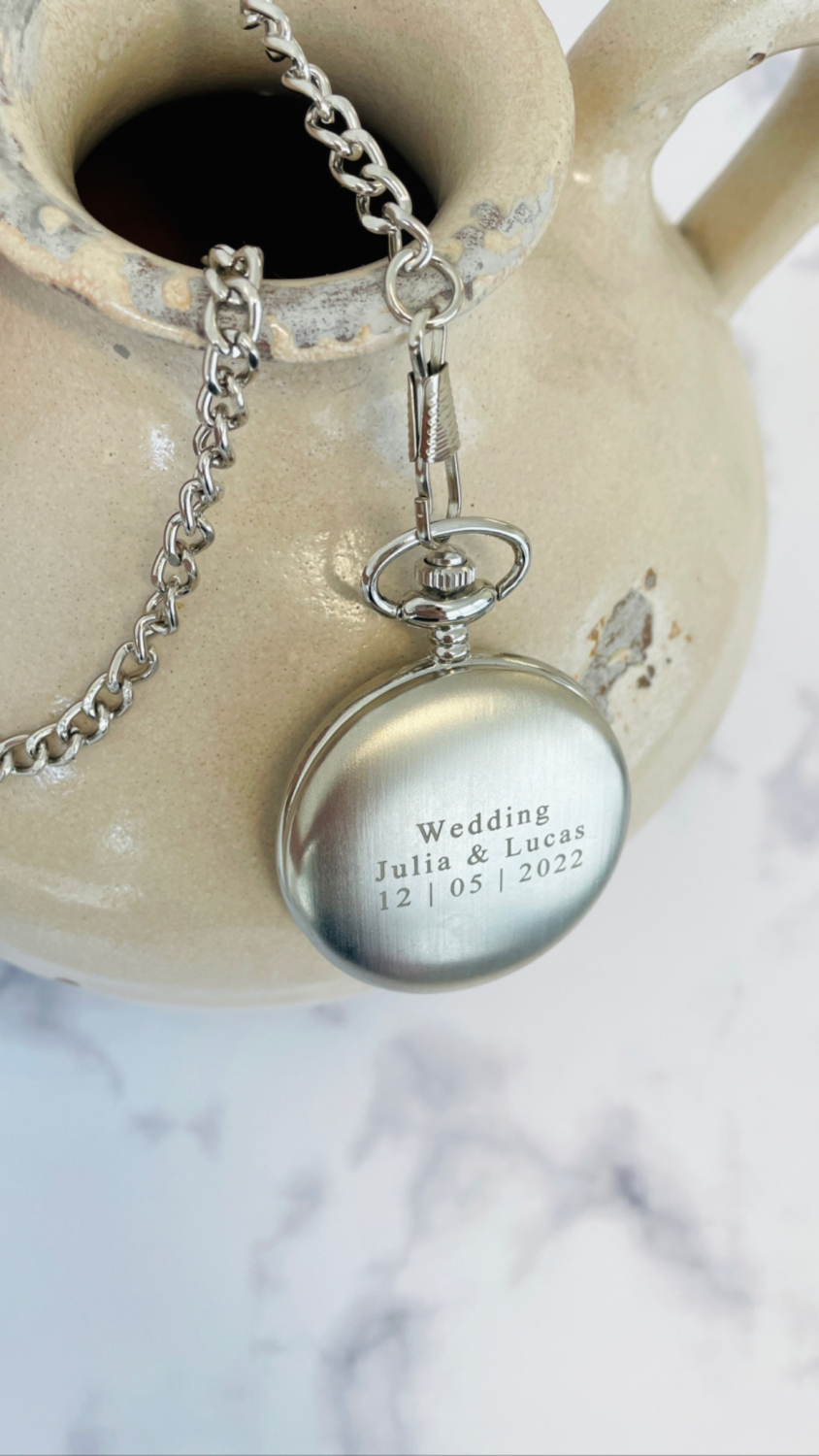 Pocket watch met gravering voor bruiloft