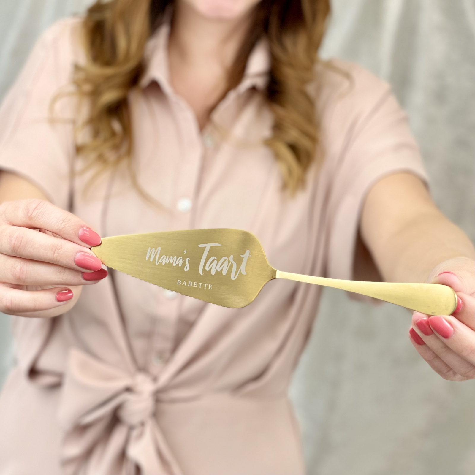 Mooie mama's taart taartschep in het goud