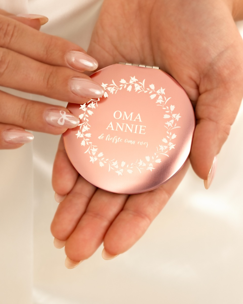 roze gouden spiegeltje voor oma