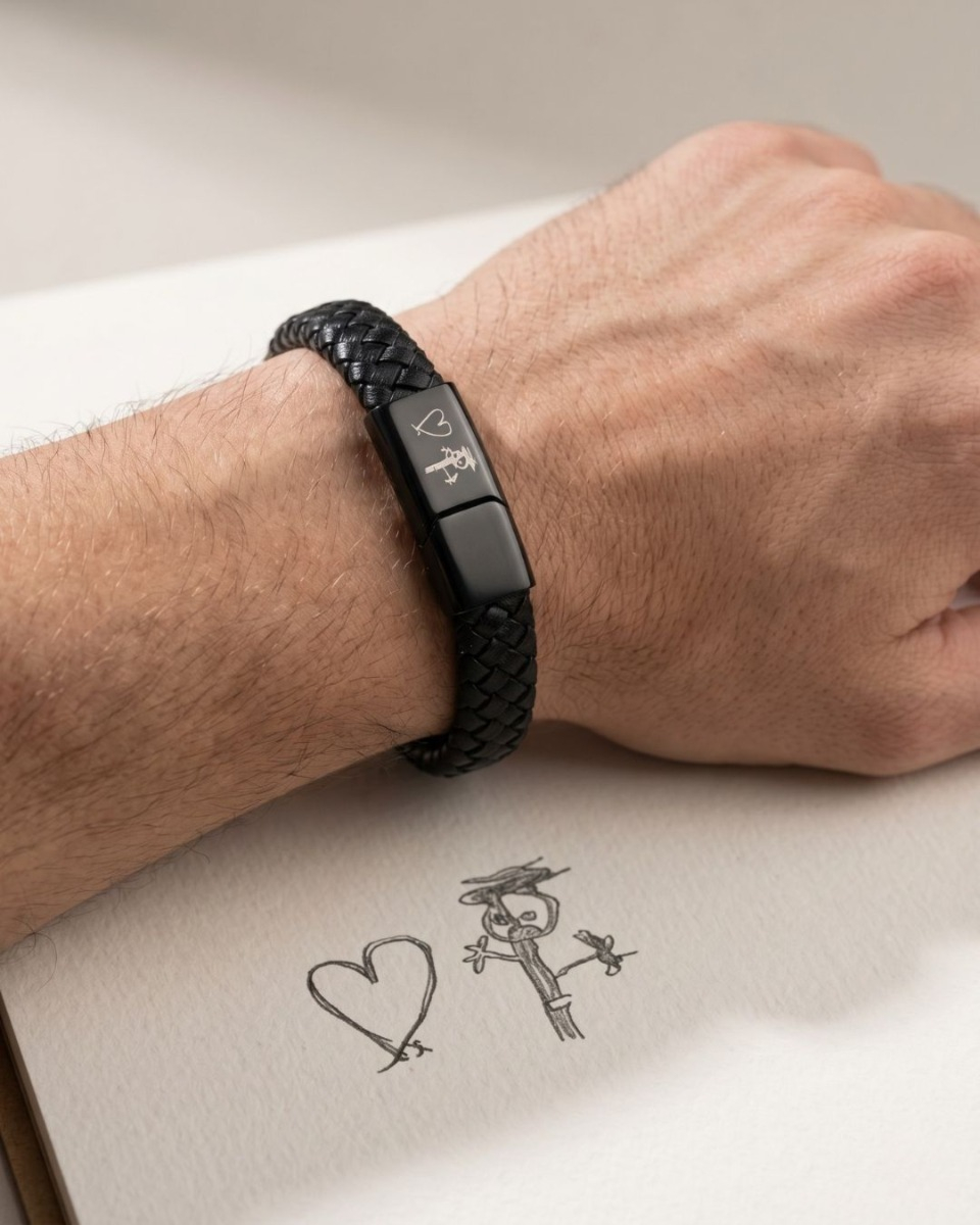Heren armband met tekening gegraveerd