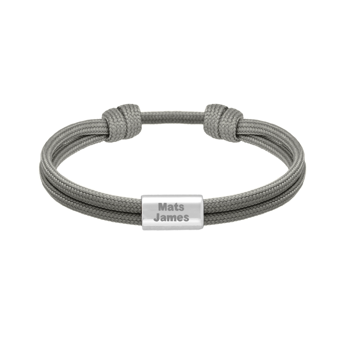 Naam armband heren grijs zilverkleurig