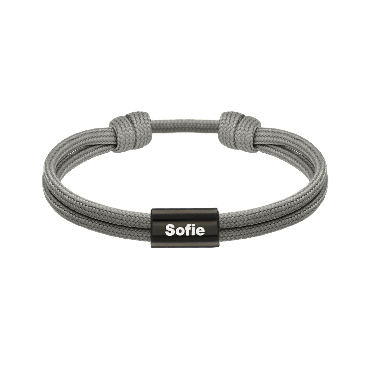 Naam armband heren grijs