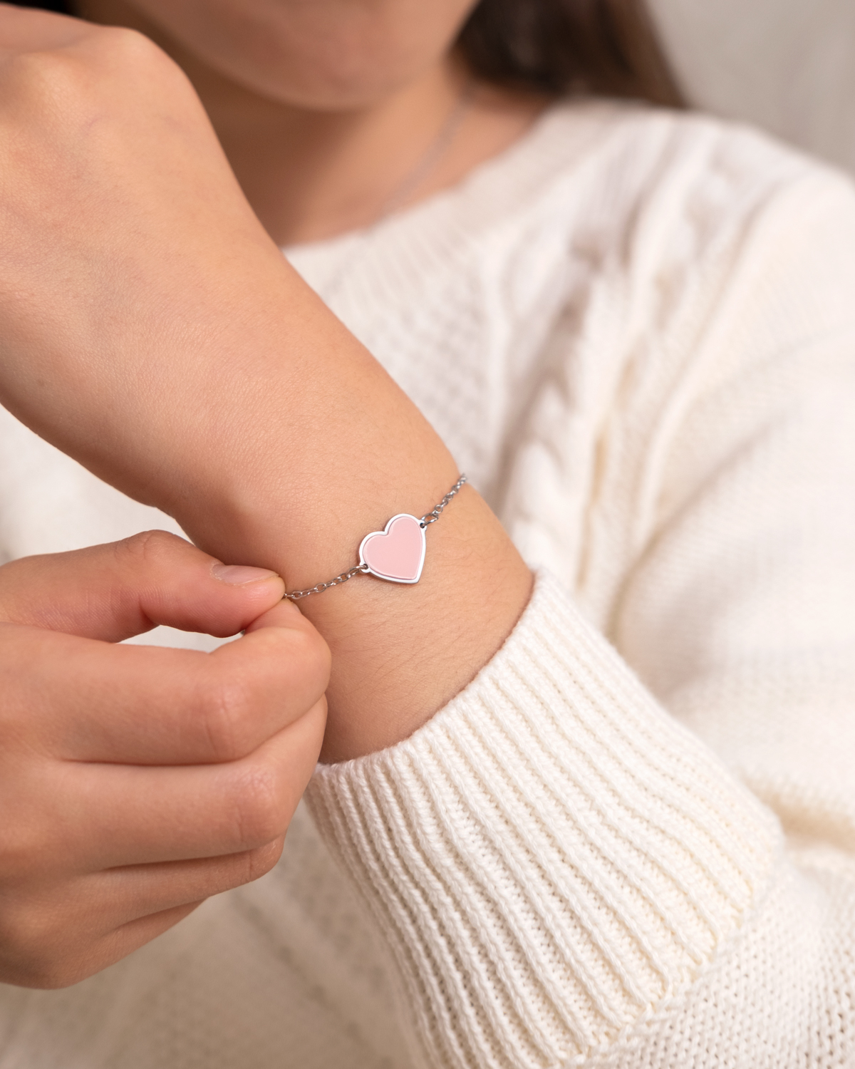 Pink heart armbandje kids