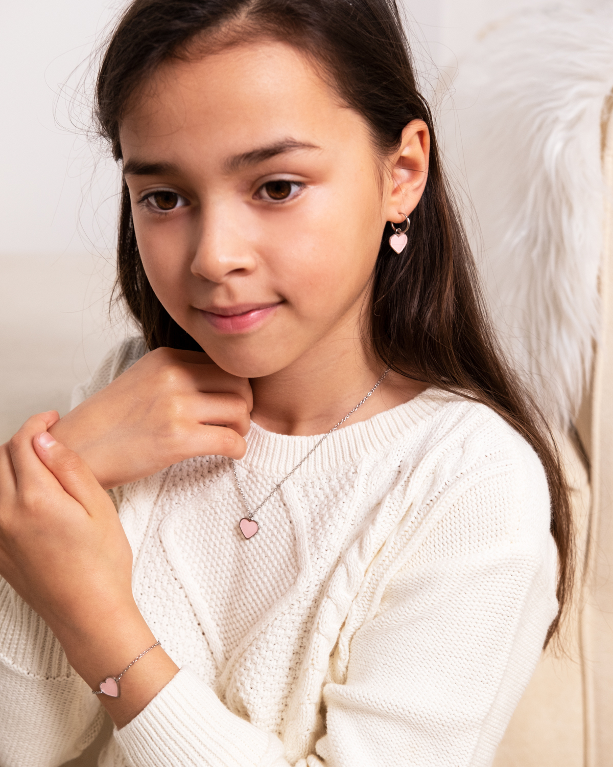 Pink heart armbandje kids