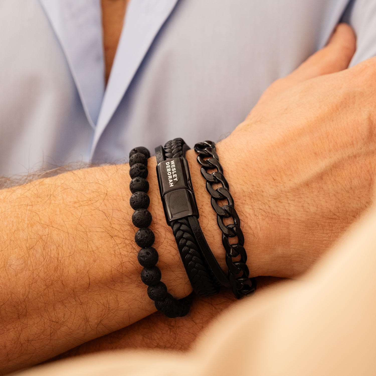 Zwarte armbanden mix voor heren