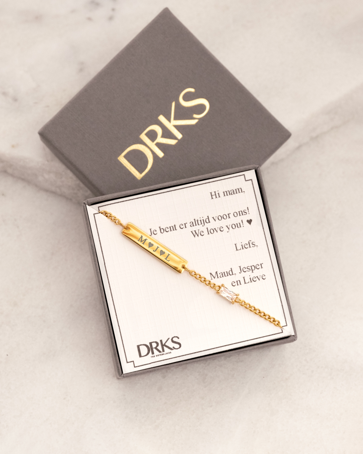 Gouden naam armband met bar