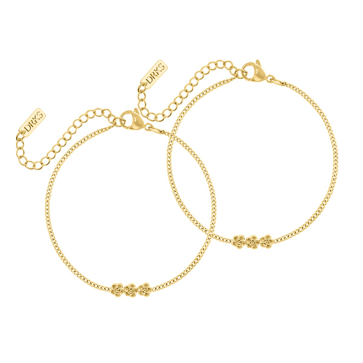 Gouden moeder en dochter armband triple flower