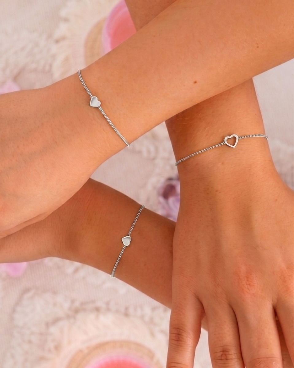 Zilveren hartjes armbanden