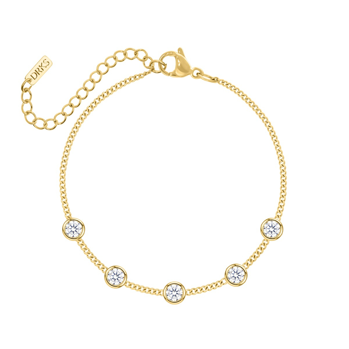 Loved ones armband 5 steentjes goudkleurig