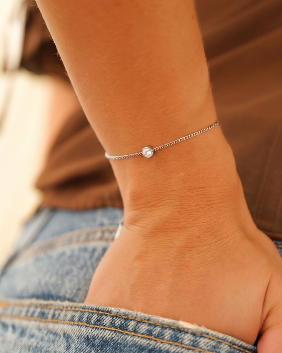 Armband 1 steentje zilver