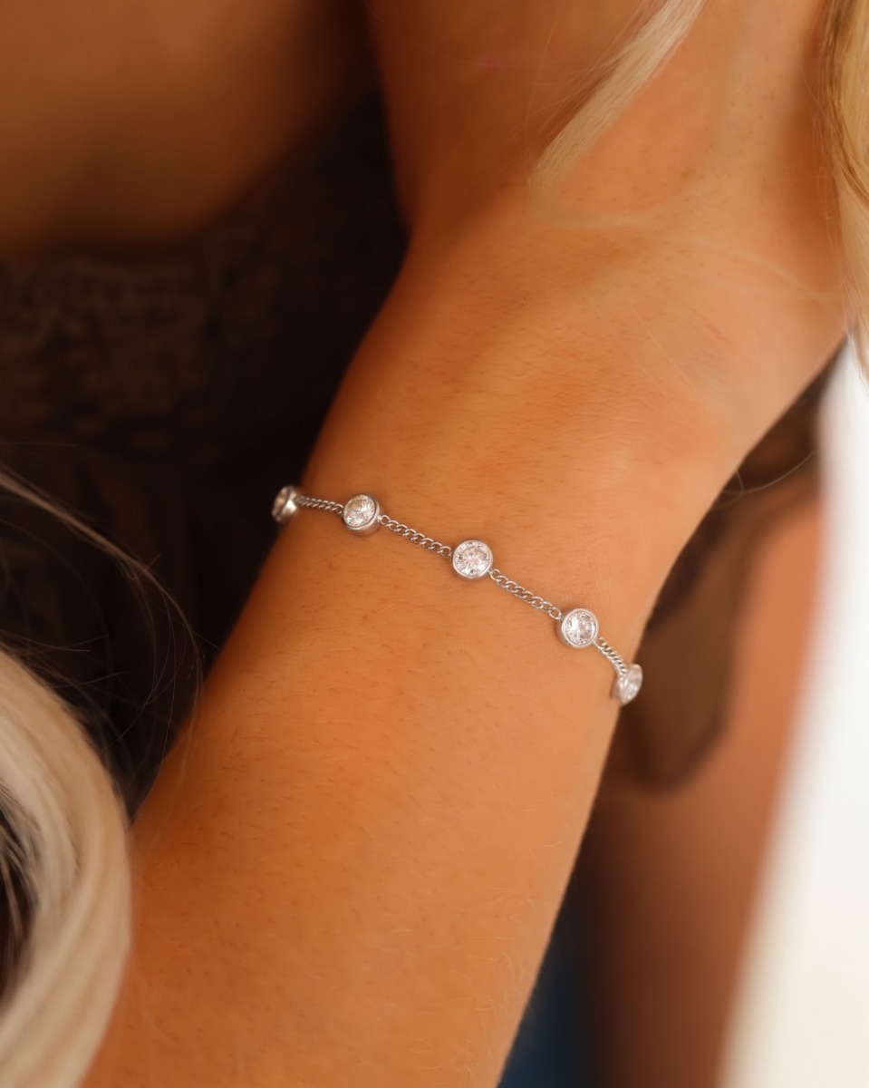 Armband 5 steentjes zilver