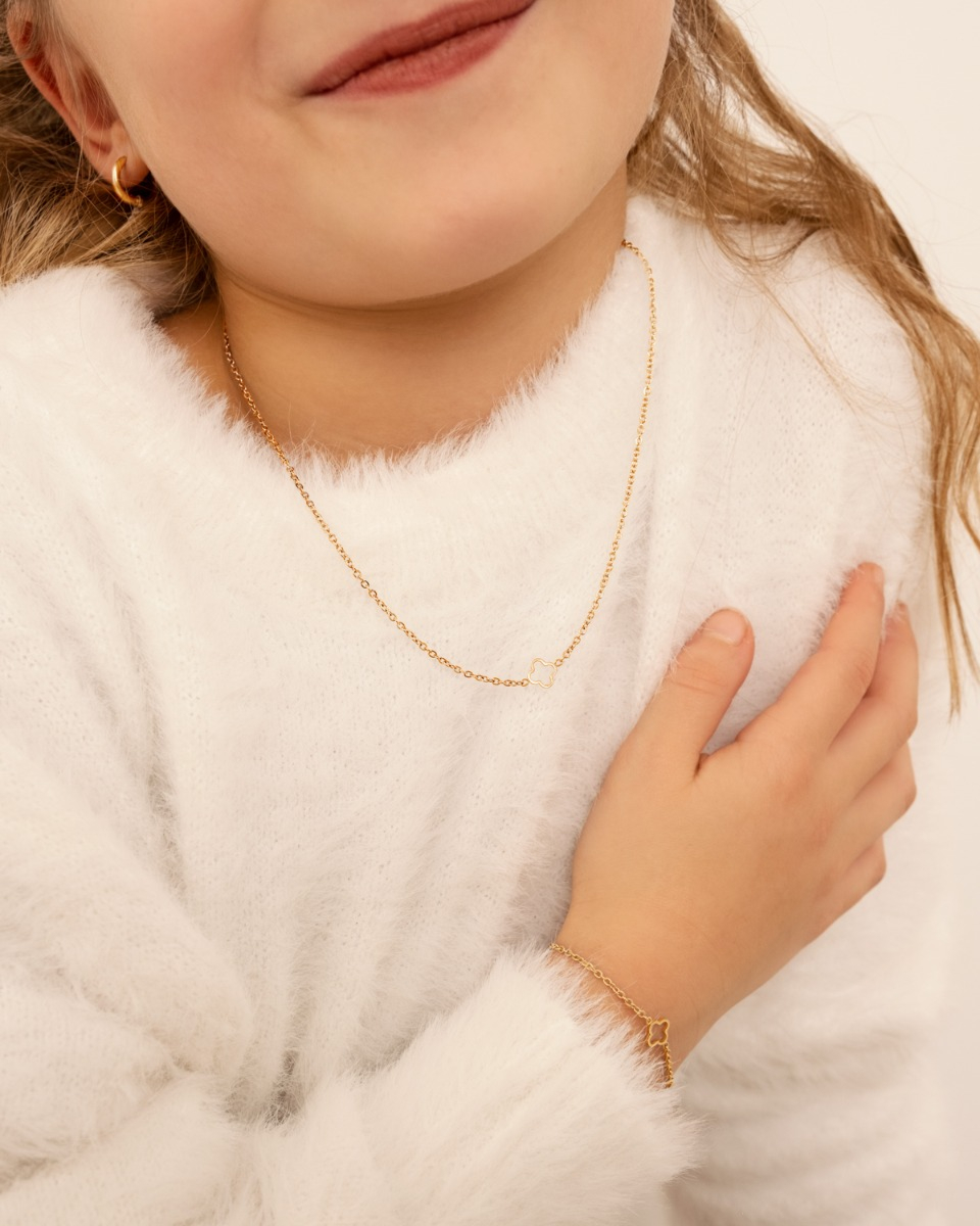 Ketting met klavertje goud