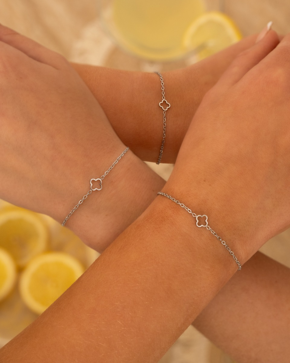 zilveren klaver moeder & dochter armbandjes