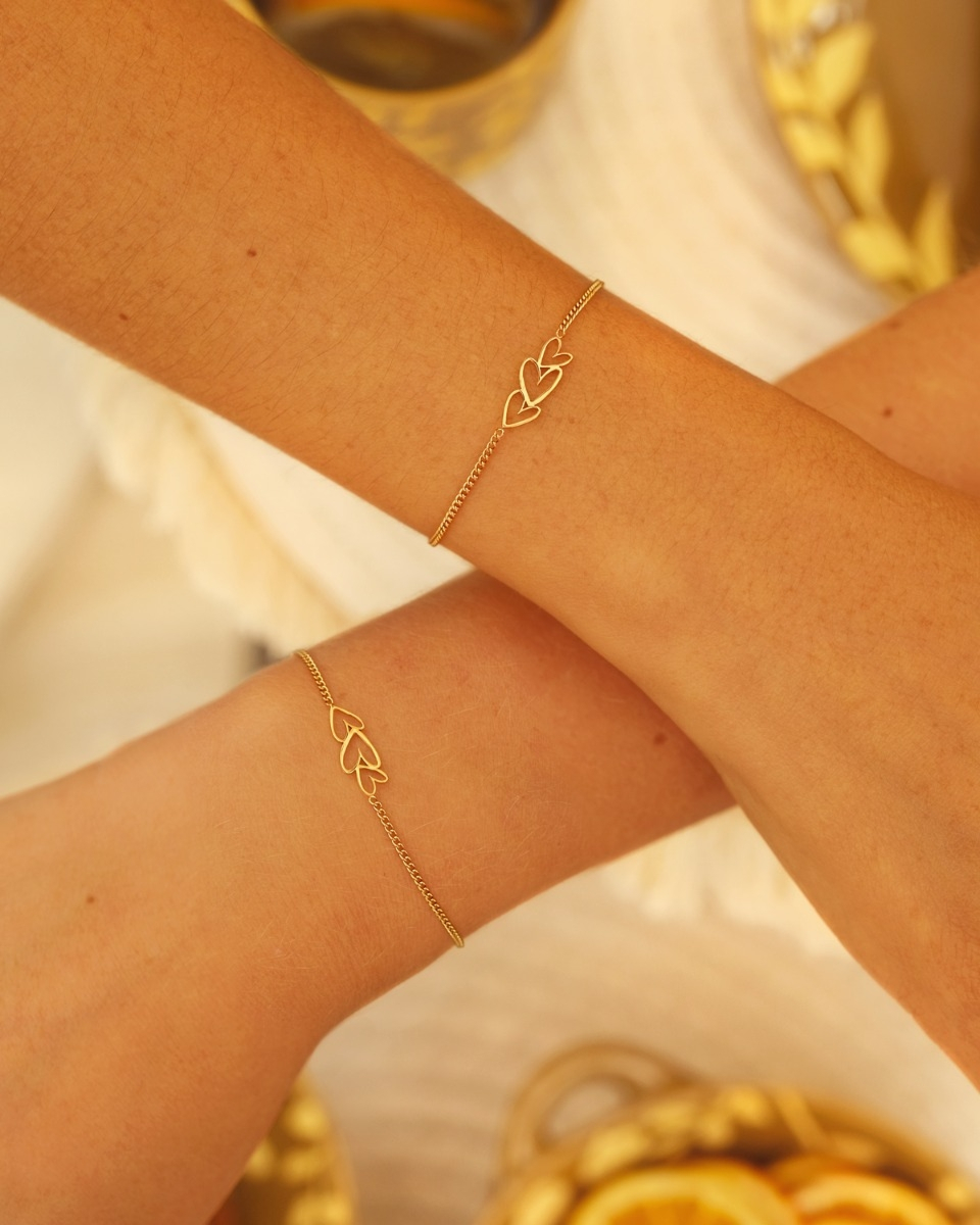 Gouden hartjes armbanden mix