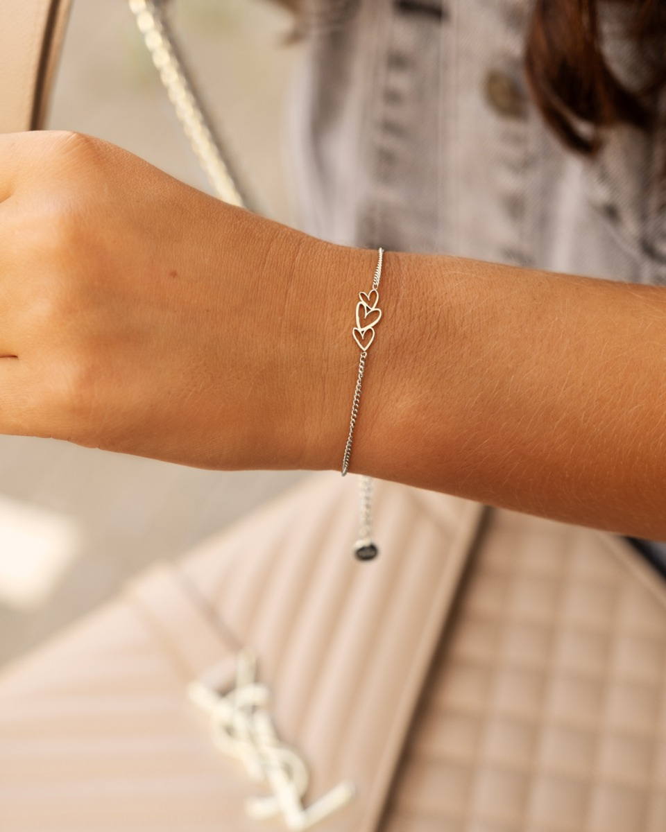 Moeder & dochter armband triple heart