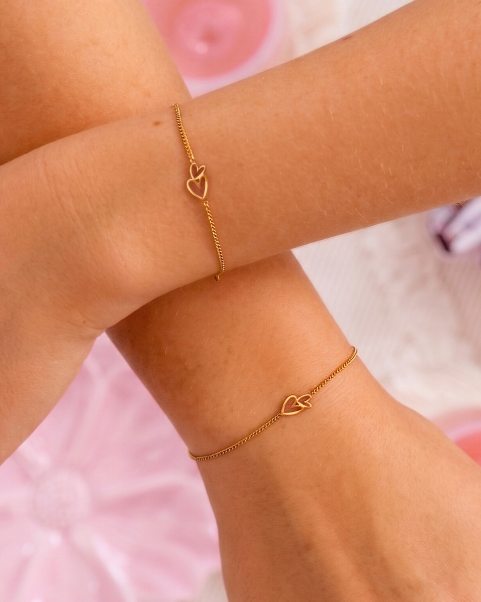 Gouden dubbele hartjes armbanden