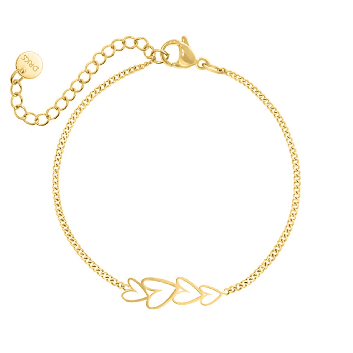 Kids armband love heart goudkleurig