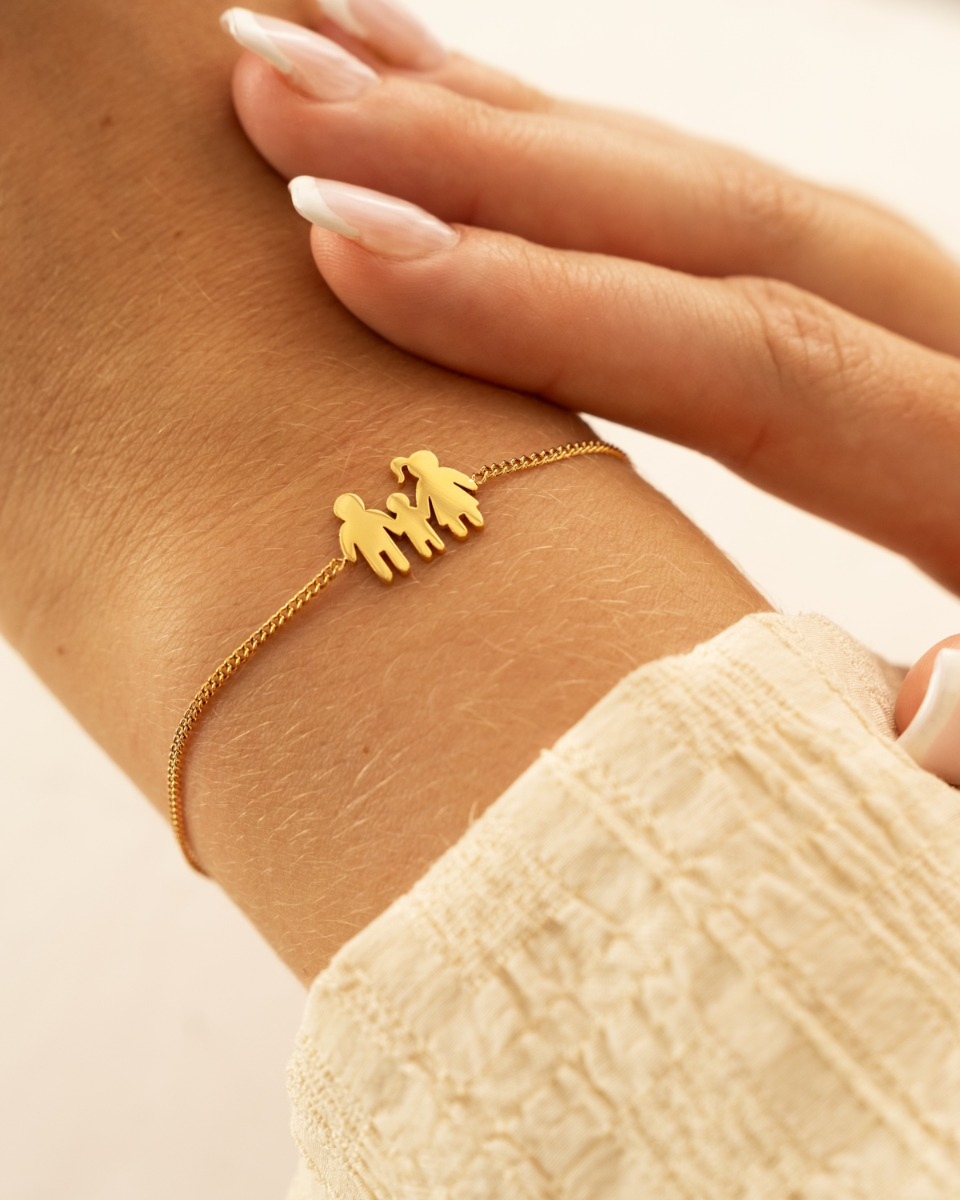 Armband man vrouw en kind goudkleurig