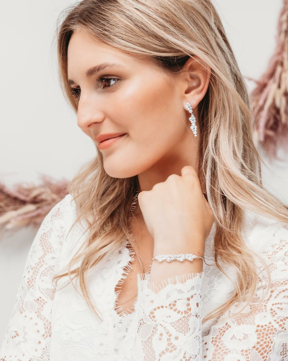 Bruidssieraden set zilver met steentjes