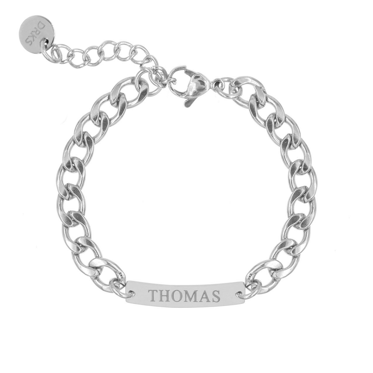 Mannen naam armband zilver
