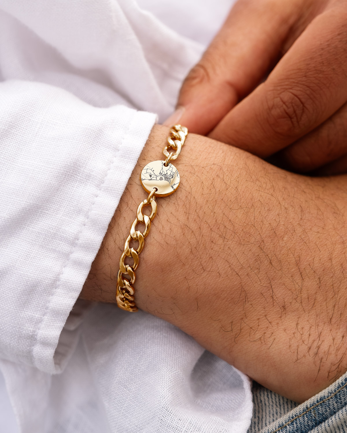 Heren armband met locatie goudkleurig